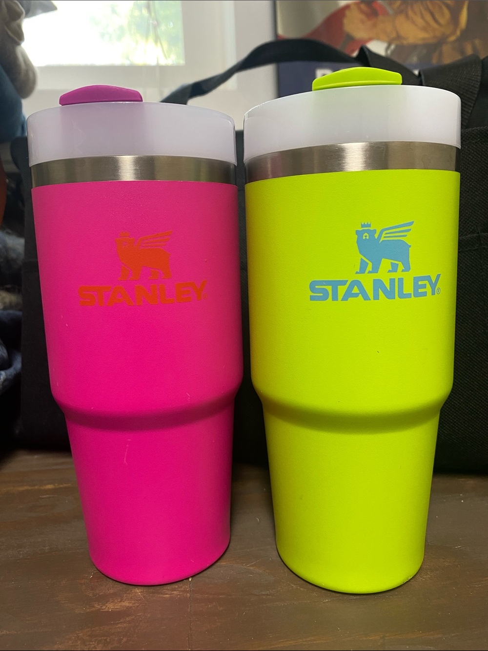 Kids Stanley Bright Pink & Neon Yellow Travel Tumblers - 14 oz